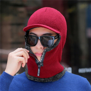 New Men Winter Warm Wool Hat Outdoor Ear Protection Hats Warm Thick Bicycle Knitted Capd Scarf Windproof Visors Cap - Product Image 6