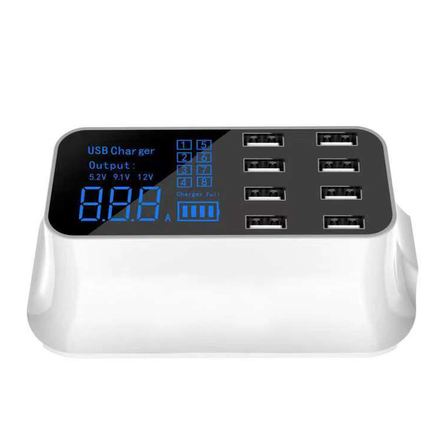 8 Port Usb Charger Phone 40W Charging Station With Led Digital Display 40 Watt Smart Dc 50W Fast Ports Multi Chargers Hub