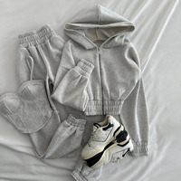 Pantalon de sport 3 pièces en coton éponge français Cargo unisexe pantalon de survêtement à capuche ensemble broderie délavé à l'acide survêtement imprimé de grande taille