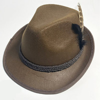Chapeau de fête bavarois en feutre avec plume, style chapeau haut-de-forme allemand, pour Oktoberfest, unisexe, toutes saisons - Grande Vente
