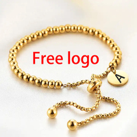 2024 lettre bracelet perlé gratuit frais de douane nom de la personnalité logo bracelet en acier inoxydable plaqué or 18 carats bracelet étanche