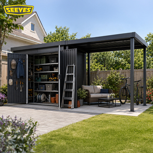 SEEYES Abri <span class=keywords><strong>de</strong></span> jardin métallique, auvent latéral, abri <span class=keywords><strong>de</strong></span> rangement pour jardin, abri <span class=keywords><strong>de</strong></span> terrasse couvert, rangement pour vélos et tondeuses, vente en gros, kits personnalisés OEM ODM - Product Image 1