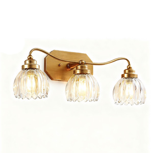 Traditional Bronze Wall Mount Mirror Lamp With Crystal Glass Shades For Bathroom Vanity <b>Lighting</b> - Product Image 5