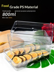 กล่องใส่อาหารทรงสี่เหลี่ยมแบบแข็งใส PS ขนาด 800 มล. พร้อมหูหิ้วภายนอก  กล่องเก็บของใสแบบมันเงา สำหรับคุกกี้ ขนมอบ และอาหารแห้ง - Product Image 5