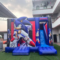 Château gonflable bleu à thème Sonic avec toboggan, pour usage commercial, jouets de jeu gonflables