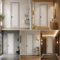 Porte intérieure moderne minimaliste en MDF polymère imperméable, couleur crème de haute qualité, pour salle de bain, extérieur, chambre, hôtel, appartement