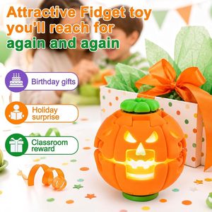 Halloween Pumpkin Fidget Spinner Press & Rotate Stress Relief <b>Ball</b> with LED <b>Light</b>, 3D Printed Toy for Anxiety Relief - Product Image 3