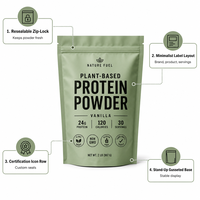 Sachet Doypack Personnalisé pour Protéine de Lactosérum avec Fermeture Zip Refermable, Emballage en Feuille d'Aluminium de Qualité Alimentaire, Vente en Gros
