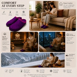 Pantuflas Ligeras de Fieltro para Mujer, Antideslizantes, con Suela de Látex, Punta Redonda Suave, para Otoño e Invierno, Uso en Interiores y Dormitorios - Product Image 4