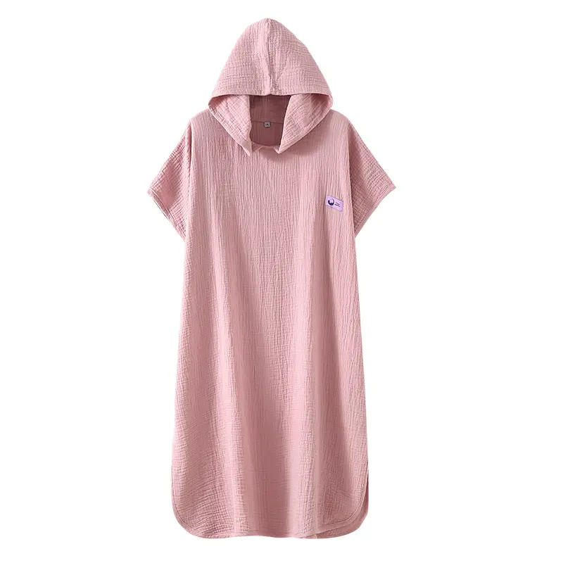 Szpan Thân Thiện Với Môi Thoáng Khí 100% Cotton Muslin Ánh Sáng Trọng Lượng Trùm Mũ Trùm Chăn Poncho Bãi Biển Áo Choàng Tắm Dành Cho Người Lớn Khăn Tắm