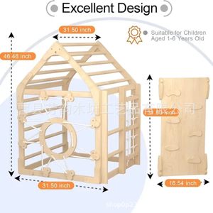 Solid Wood <b>Slide</b> <b>Small</b> Family Climbing Frame Multi Functional Folding Home Baby Play Structure Geometric Shape Modern Simple - Product Image 2