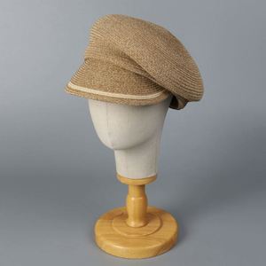 2025 New Arrival Striped Beret Cap <b>Summer</b> Sunscreen <b>Straw</b> <b>Hat</b> Colorful Side Casual Women Fashion <b>Straw</b> Sun <b>Hat</b> - Product Image 3