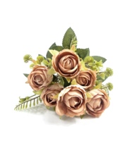 Décorations de table de Noël élégantes en forme de rose thé, accessoires de photographie de fleurs artificielles de style nordique luxueux et romantique