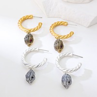 Pendientes de Aro en Forma de C con Ojo de Búho, Chapados en Oro de 18K, Estilo Punk, Perlas Vintage, Joyería para Chicas, Gran Venta