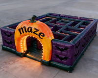 Jeu de labyrinthe gonflable géant commercial en PVC, personnalisé sur le thème d'Halloween, maison hantée, installation facile, jeux gonflables