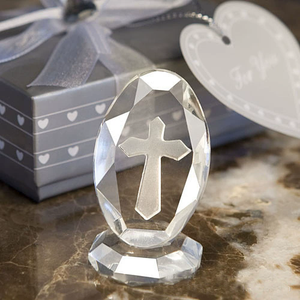 Figura de Cruz de Cristal al por Mayor con Caja de <span class=keywords><strong>Regalo</strong></span> 2.8x5cm, Decoración Religiosa para Mesa, Suministro al por Mayor, Recuerdos para Baby Shower y Regalos de <span class=keywords><strong>Bautizo</strong></span> - Product Image 1