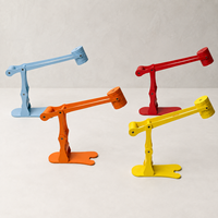 Lampe de bureau LED moderne, réglable, à bras articulé mécanique, en aluminium, pliable, 3 couleurs, gradation progressive, sans fil, rechargeable