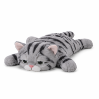 Peluche de chat réaliste lestée avec oreilles roses, jouet doux et plat pour soulager l'anxiété et le soutien sensoriel