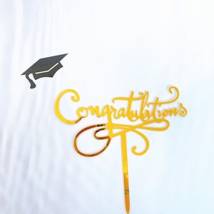 ท็อปเปอร์เค้กอะคริลิค รูปน้ำผึ้งและน้ำตาล ประดับตกแต่งเค้กสีทอง สำหรับแสดงความยินดีกับการสำเร็จการศึกษา - Product Image 2