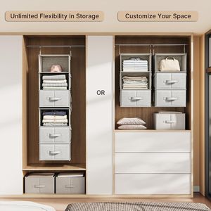 Organiseur de placard suspendu à 6 étagères avec 3 tiroirs amovibles pour armoire - Product Image 5
