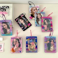 Diy baru desain Custom gantungan kunci foto Kpop kartu foto akrilik tempat kartu foto akrilik bingkai foto pemegang dudukan foto plastik