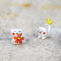 Kerajinan Kaca Mini Hewan Kaca Lucu Anak Kucing Anak Anjing Kelinci Hiasan Meja Gaya Jepang Ornamen Kaca