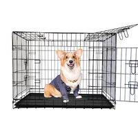 Nouvelle cage portable en métal pour animaux de compagnie, avec plateau en plastique et fermeture à bouton, design simple pour chiens, utilisation intérieure et extérieure