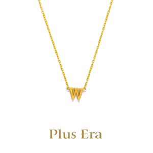 Collana con Ciondolo W Plus Era in Acciaio Inossidabile Placcato Oro, Gioiello Minimalista Unisex per Uso Quotidiano, Idea Regalo - Product Image 2