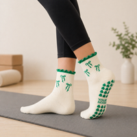 Chaussettes de yoga pour femmes, mi-mollet, tricotées, antidérapantes, pour Pilates, personnalisées, absorbant la transpiration, respirantes, avec grip pour le sol, toutes saisons