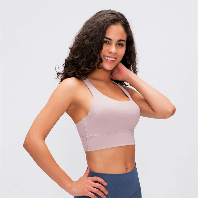 High Quality Womens Lightweight Breathable High Support Four-Way Stretch Soft Seamless Sportswear Gym Yoga Crossed Back Tops Bra