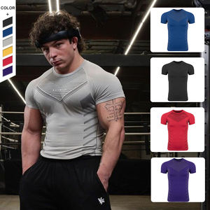 メンズフィットネススポーツTシャツカスタムロゴクイックドライカジュアル高弾性トレーニングアクティブウェア筋肉タイトフィット夏XXL - Product Image 6