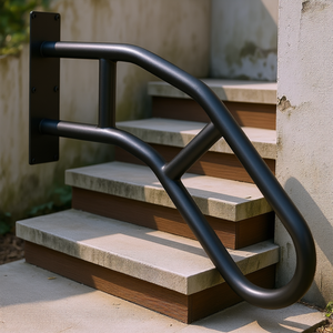 Barandilla de Seguridad Metálica para Exteriores de 32 Pulgadas, Montaje en Pared, Acero Inoxidable, para Escalones, Diseño Industrial - Product Image 2