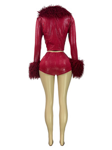 Novedades 2025, Conjuntos de Tres Piezas de Moda de Invierno para <span class=keywords><strong>Mujer</strong></span>, <span class=keywords><strong>Chaleco</strong></span> de Piel sin Mangas con Espalda Descubierta + Pantalones Cortos + Botas Largas de Piel - Product Image 4