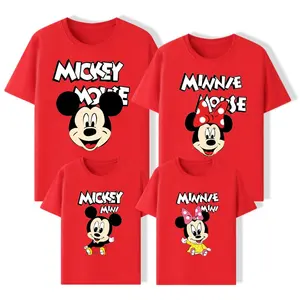 T-shirts d'anniversaire de famille de grande taille, hauts imprimés de dessin animé Mickey Minnie, Design graphique drôle