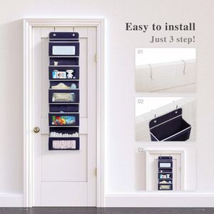 Simple Over the Door Hanging Organizer 5 Pockets Storage Wall Mount Organizer for Save Cosmetics Sundries - Product Image 6