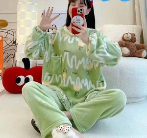 بيجامات دافئة للشتاء بالإضافة إلى 3XL من الفانيلا ملابس صالة ملابس كرتونية بلوفر ملابس منزلية للنساء ملابس نوم وردية جلد النمر - Product Image 6