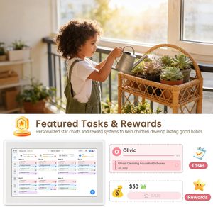 <span class=keywords><strong>Calendario</strong></span> Digital de Pared con Pantalla Táctil de 15.6 Pulgadas HD, Organizador de Tareas, Planificador de Comidas, Marco de Fotos Integrado, Soporte de Escritorio, Recambios (Blanco) - Product Image 4