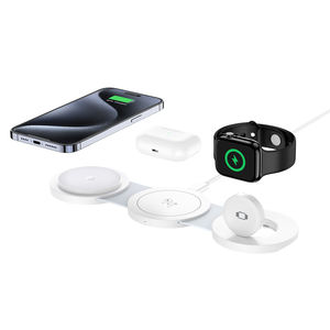 Cargador Inalámbrico Magnético 3 en 1 Plegable, Estación de Carga Portátil para <span class=keywords><strong>iPhone</strong></span>, <span class=keywords><strong>Apple</strong></span> Watch y AirPods, Cargador Rápido de 15W - Product Image 2
