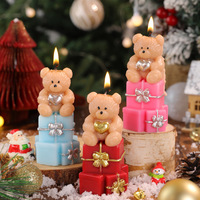 Bougie parfumée artisanale créative en forme d'ours pour Noël, décoration d'intérieur, cadeaux de fête, bougie en cire de soja parfumée