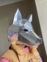 Masque de Renard Miroir Argenté et Doré pour Soirée en Boîte de Nuit, Casque Animal, Chapeau de Cosplay, Accessoire de Tête pour Spectacle Scénique