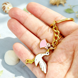 Portachiavi a Forma di Cigno Carino a Prezzo di Fabbrica, Ciondolo Personalizzato in Lega Placcata Oro con Smalto Morbido e Anello in Acciaio Inossidabile - Product Image 6