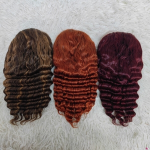 Letsfly Cheap Human Hair <b>Wigs</b> 200% Density 13x4 Lace Frontal <b>Deep</b> & Water <b>Wave</b> 1B/27# Colorful Bob <b>Wigs</b> Free Shipping for Woman - Product Image 4