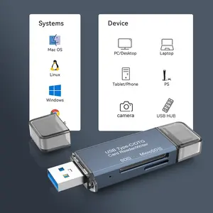 OTG pembaca kartu USB 3.0 TF SD, pembaca kartu USB dan adaptor tipe-c penulis pembaca kartu memori TF SD 2 In 1 untuk PC komputer ponsel