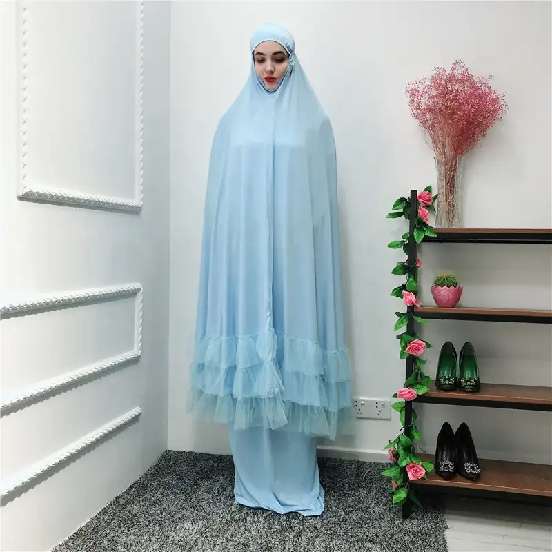 สวดมนต์ Abaya ลูกไม้ชุด Ramadan อาหรับอิสลามมุสลิมหลวม Abaya