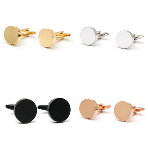 Mancuernillas de Metal Personalizadas de Alta Calidad para Hombre, con Logotipo Grabado, Redondas, de 16 mm, en Negro y Dorado Brillante - Product Image 5