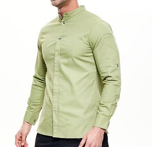 <span class=keywords><strong>Veste</strong></span> <span class=keywords><strong>de</strong></span> chef en coton et lin style Light-Food, vert olive frais, respirante, uniforme <span class=keywords><strong>de</strong></span> service <span class=keywords><strong>de</strong></span> restauration - Product Image 1