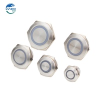 Interrupteur à bouton-poussoir ultra-court en acier inoxydable 22 mm IP67 220 V LED fin micro momentané 1NO1NC CE RoHS pour commande de machine