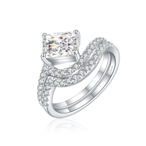 Custom Wholesaler Romantic Fine Jewelry Sparkling 925 Sterling <b>Silver</b> Emerald Cut Zircon Perfect Anniversary Engagement Party - Product Image 1
