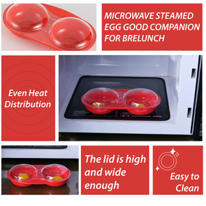 Outil de cuisine créatif pour le petit-déjeuner au <span class=keywords><strong>micro</strong></span>-ondes, double <span class=keywords><strong>tasse</strong></span>, poêle à pochée rouge, outil pour faire bouillir les œufs au <span class=keywords><strong>micro</strong></span>-ondes - Product Image 4