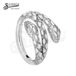 <strong>SUPERSTAR</strong> 316L Stainless Steel Hinged Segment Clicker <strong>Snake</strong> Design Septum Nose Ring Daith Helix Ear Body Piercing Jewelry - Product Image 2